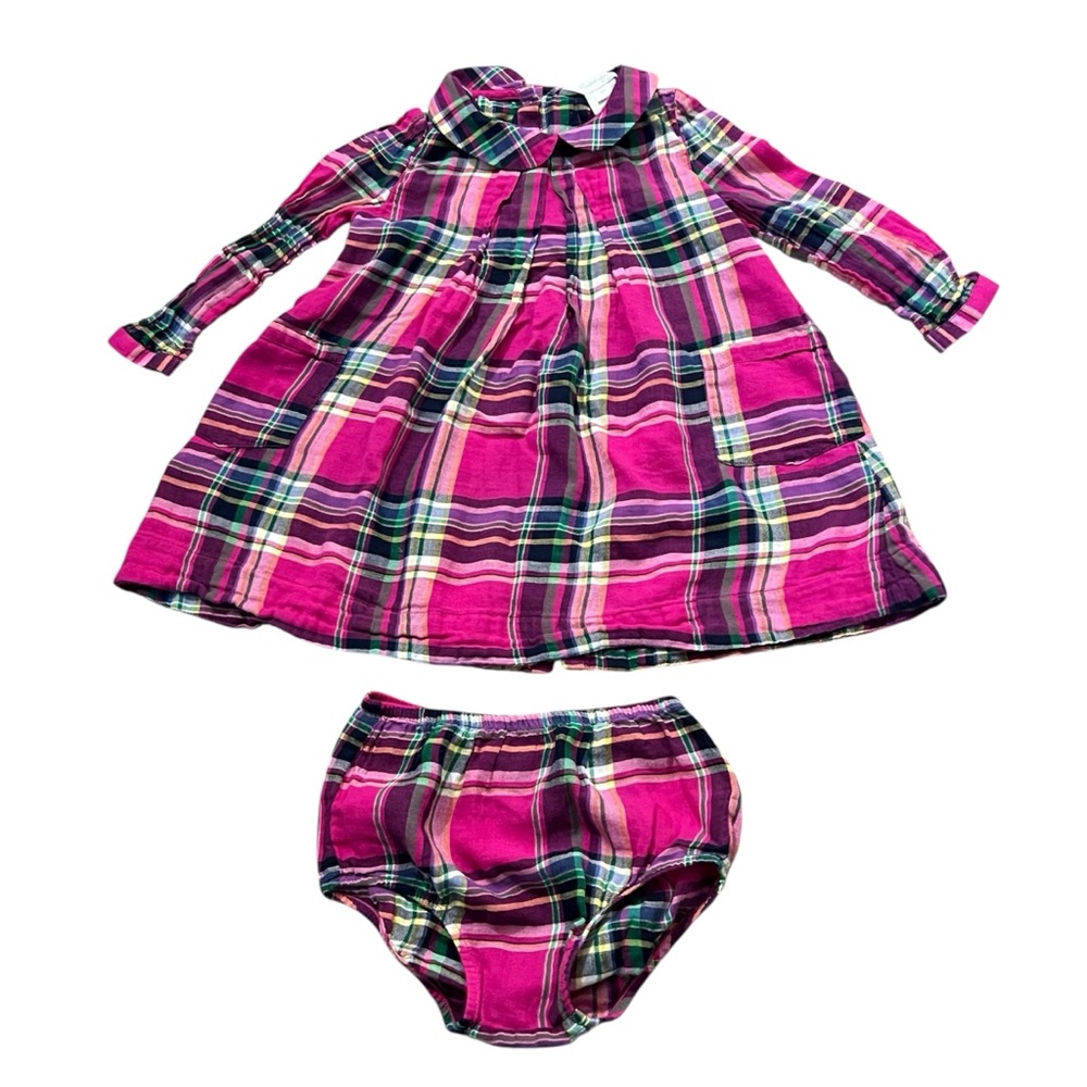 Ralph Lauren Plaid Cotton Twill Shirtdress & Bloomer Baby Girl's Size 18  Months